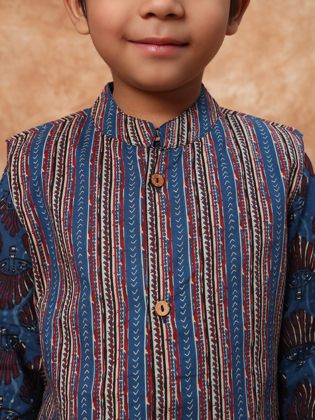 Blue Blossom Kurta Pyjama with Nehru Jacket – Boys