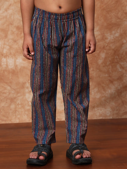 Blue Blossom Kurta Pyjama with Nehru Jacket – Boys