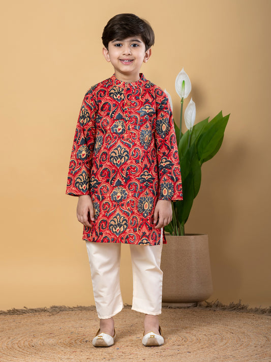Little Prince Red Kurta Pyjama