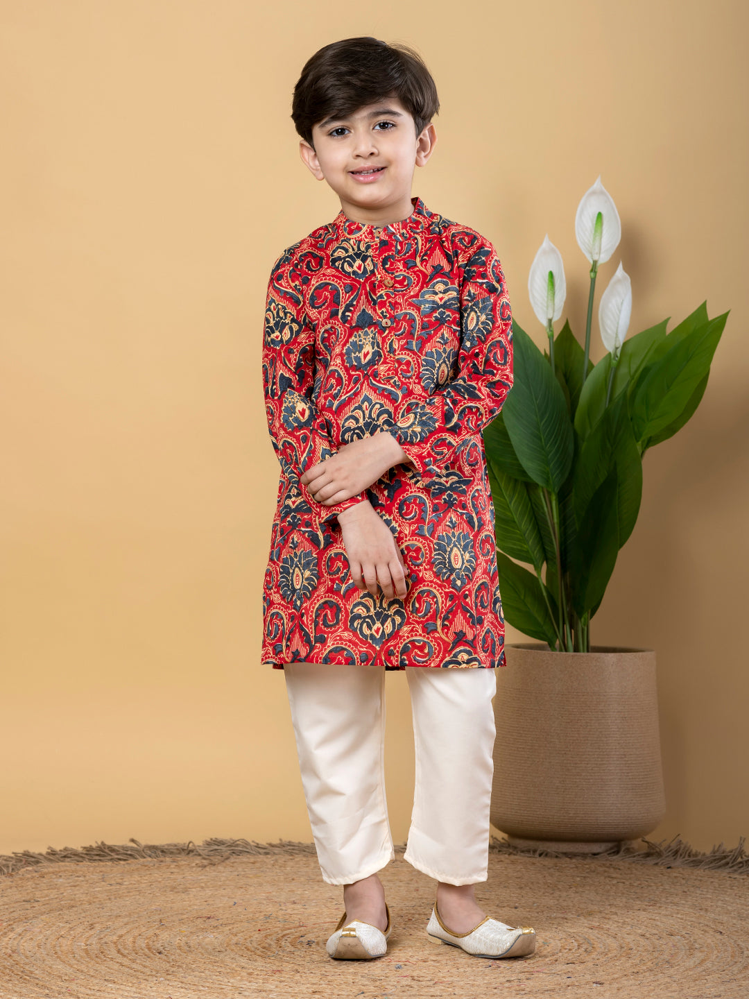 Little Prince Red Kurta Pyjama