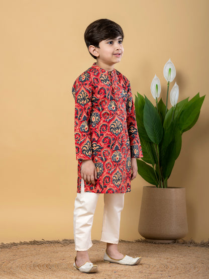 Little Prince Red Kurta Pyjama