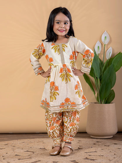 Ivory Bloom – Lace Peplum Kurti & Patiala Set