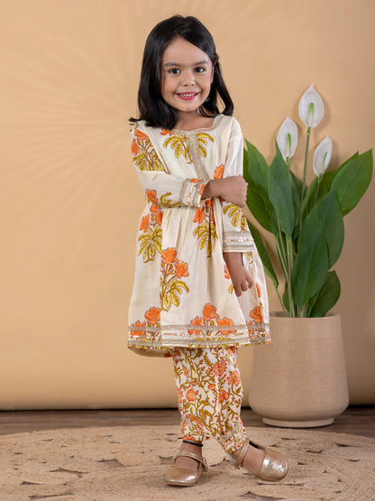 Ivory Bloom – Lace Peplum Kurti & Patiala Set