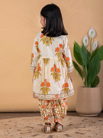 Ivory Bloom – Lace Peplum Kurti & Patiala Set