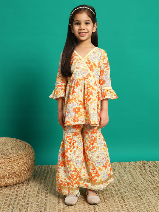 Tangerine Elegance Kurti & Sharara