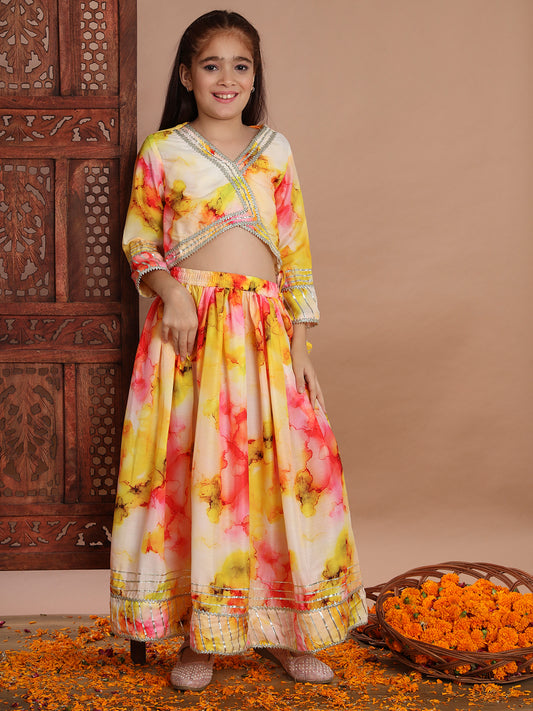 Golden Waves Tie-Dye Lehenga Choli