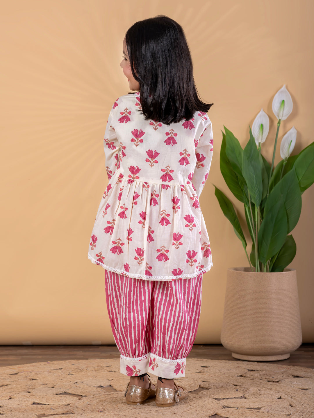 Blush Bloom – Floral Peplum Kurti & Patiala Set