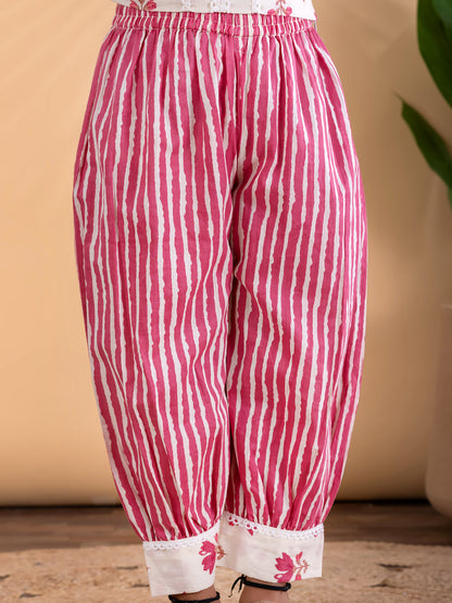 Blush Bloom – Floral Peplum Kurti & Patiala Set