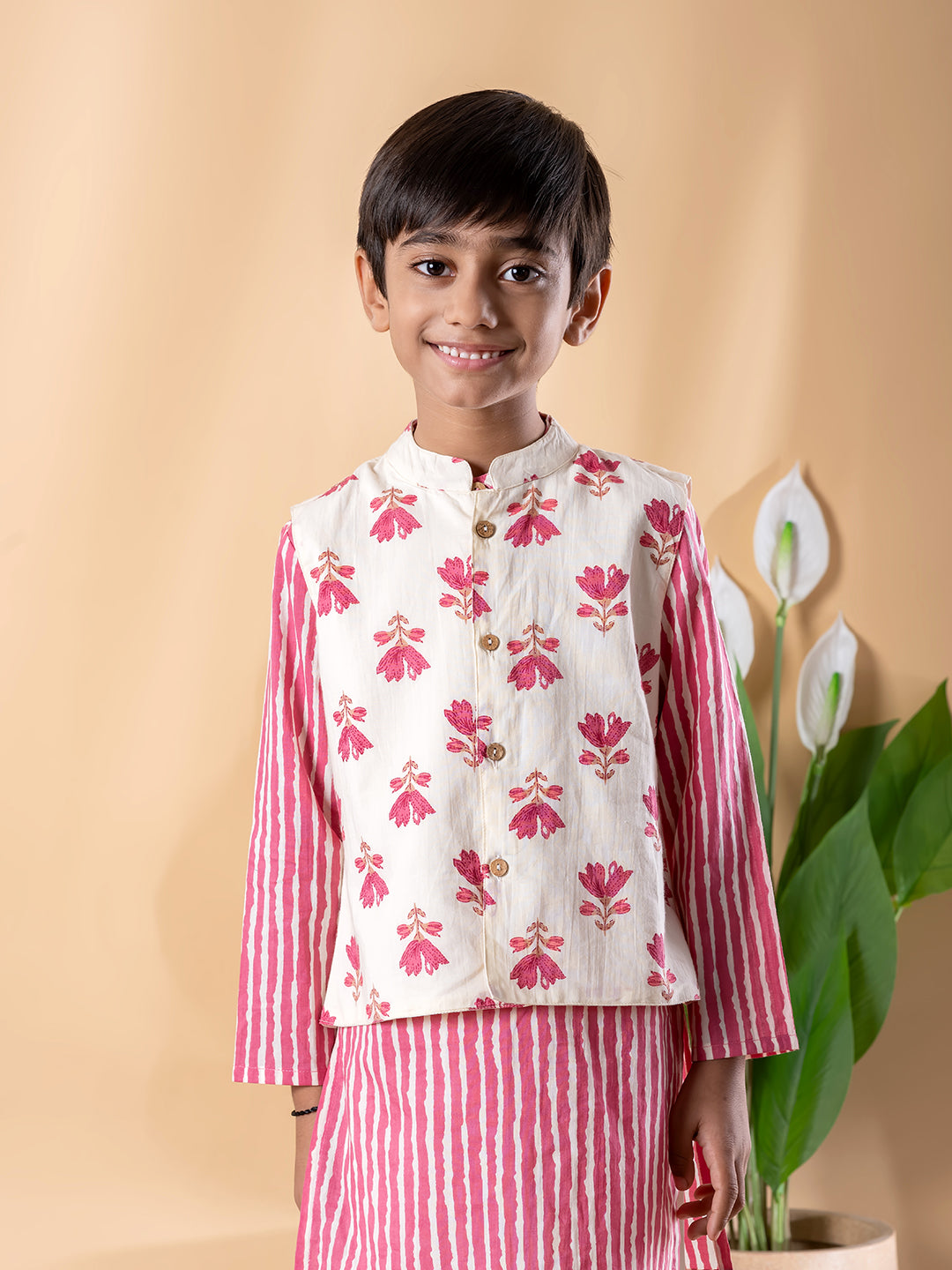 Floral Rose Kurta Set with Jacket