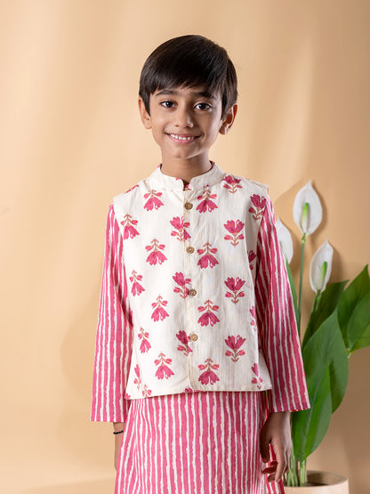 Floral Rose Kurta Set with Jacket