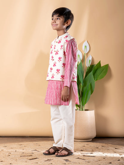 Floral Rose Kurta Set with Jacket