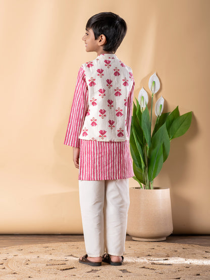 Floral Rose Kurta Set with Jacket