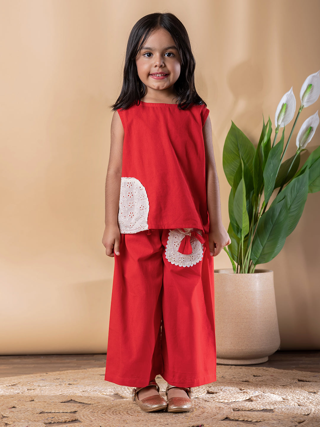 Ruby Bloom Embroidered & Patch Work Cotton Flex Outfit – Girls