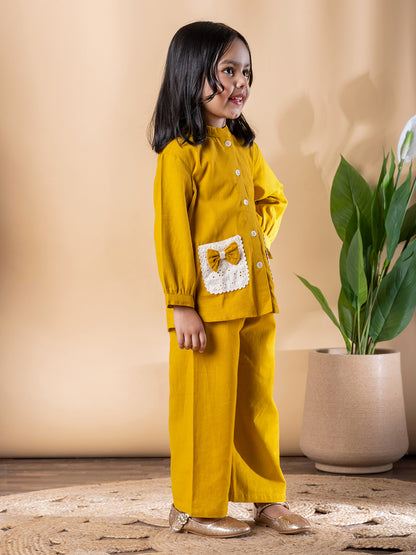 Golden Bloom Embroidered Cotton Flex Outfit – Girls