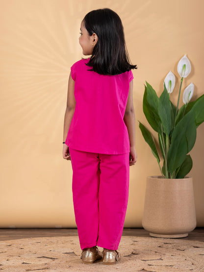 Rosy Glow Embroidered Cotton Flex Set – Girls