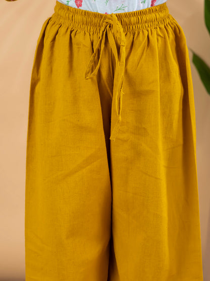 Golden Glow Embroidered Cotton Flex Outfit – Girls