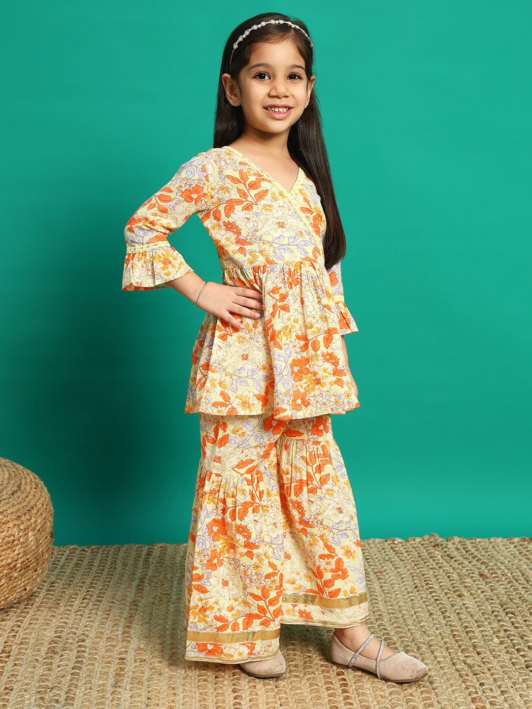 Tangerine Elegance Kurti & Sharara