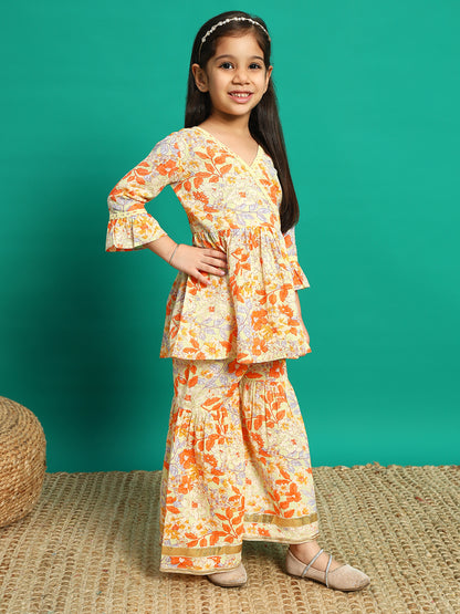 Tangerine Elegance Kurti & Sharara