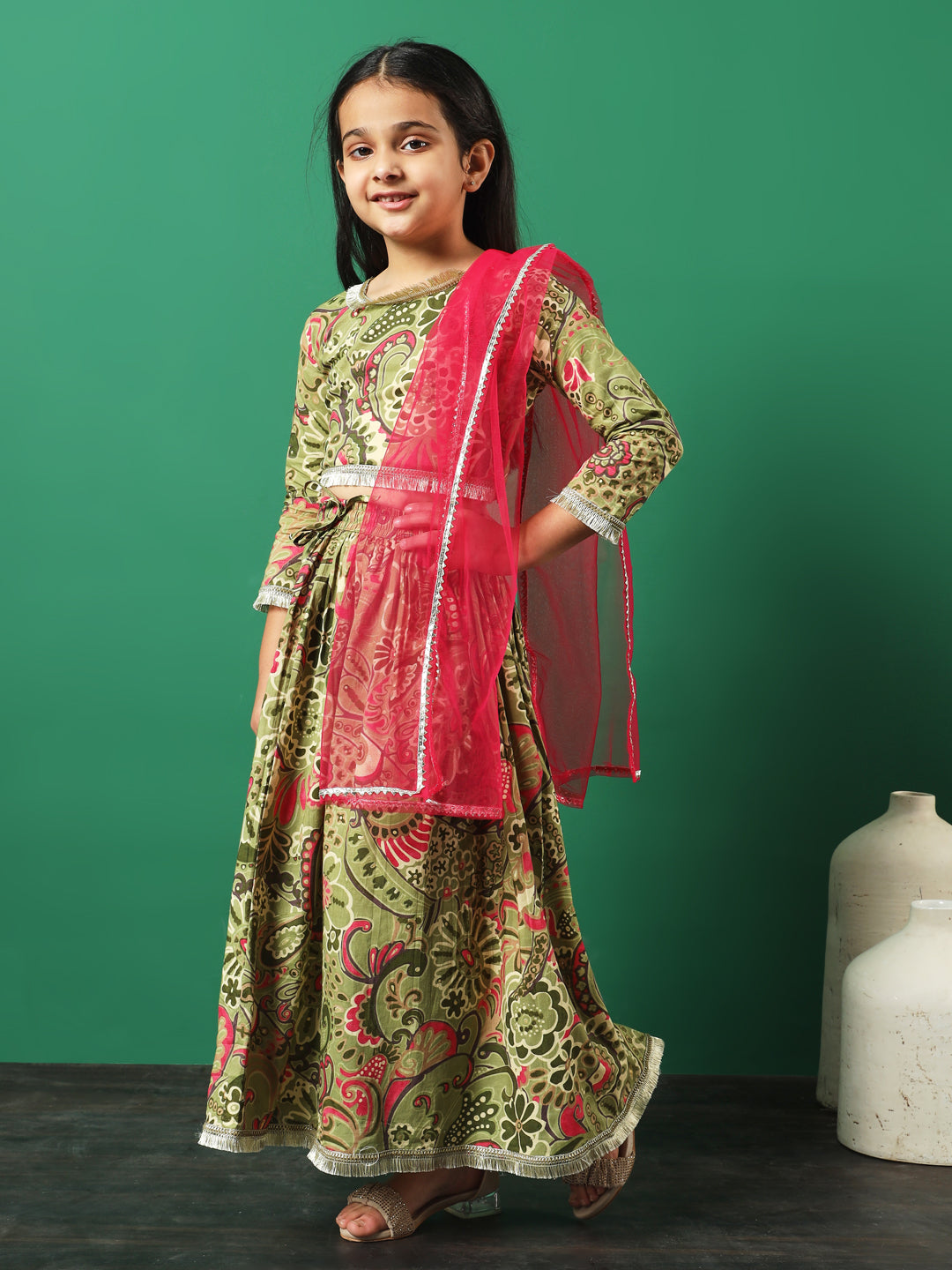 Green Meadow Gotta Lace Lehenga Choli