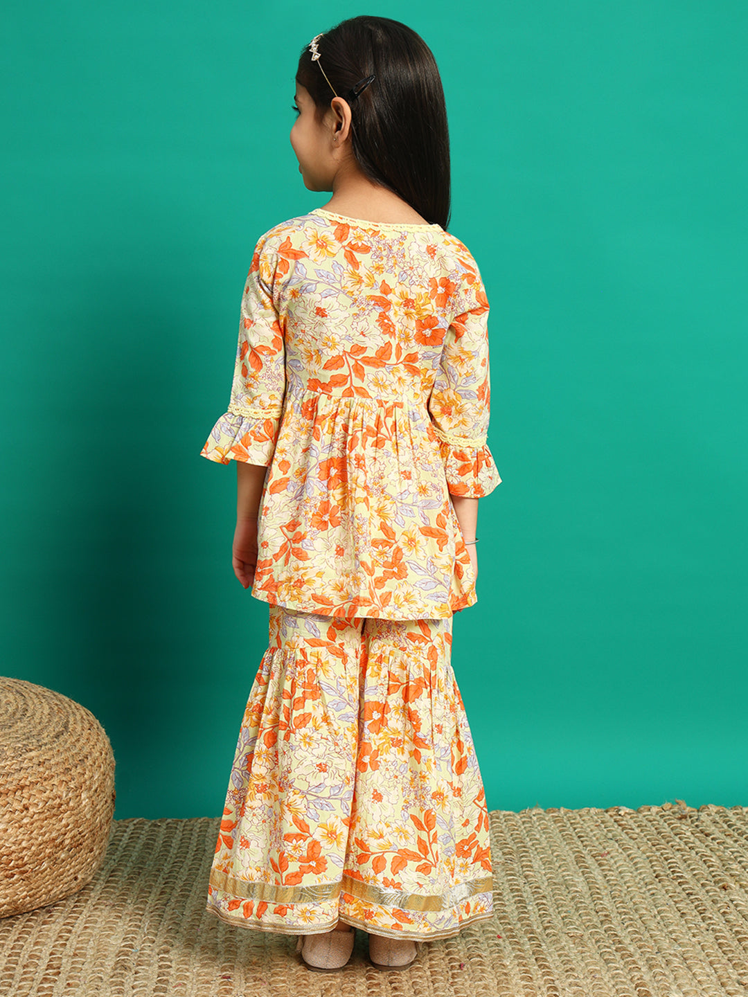 Tangerine Elegance Kurti & Sharara