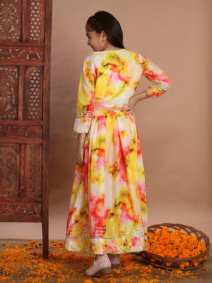 Golden Waves Tie-Dye Lehenga Choli