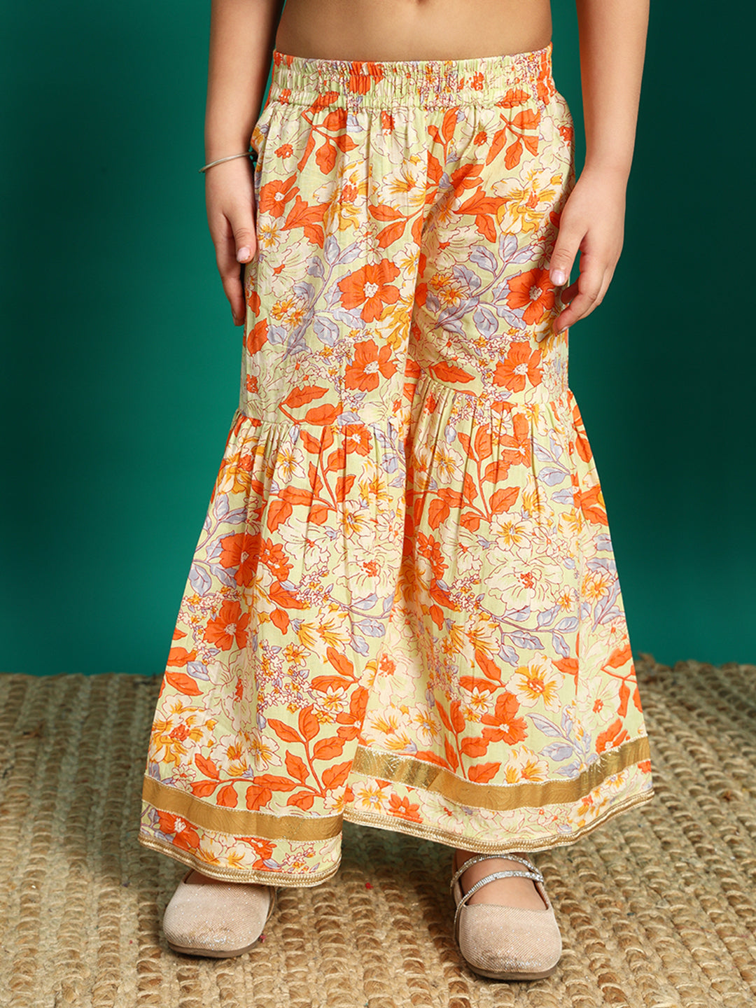 Tangerine Elegance Kurti & Sharara