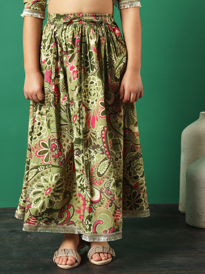 Green Meadow Gotta Lace Lehenga Choli