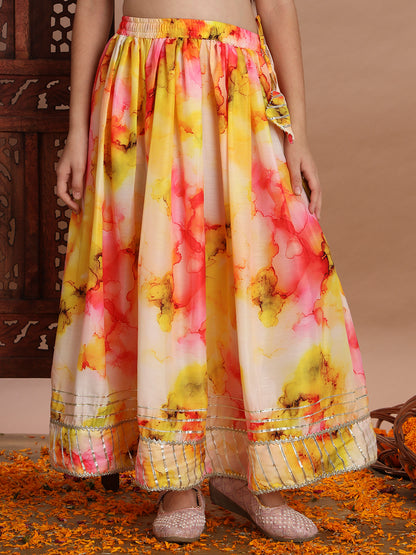 Golden Waves Tie-Dye Lehenga Choli